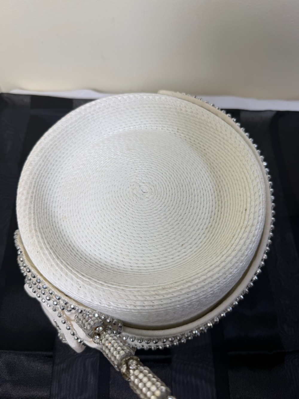 Ivory Rhinestone-Trim Women's Cloche Hat - Picture 6 of 7